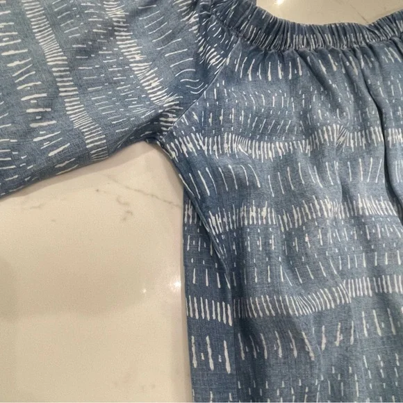 Cloth & Stone Blue Printed Off-Shoulder Women’s Romper - Picture 6 of 12